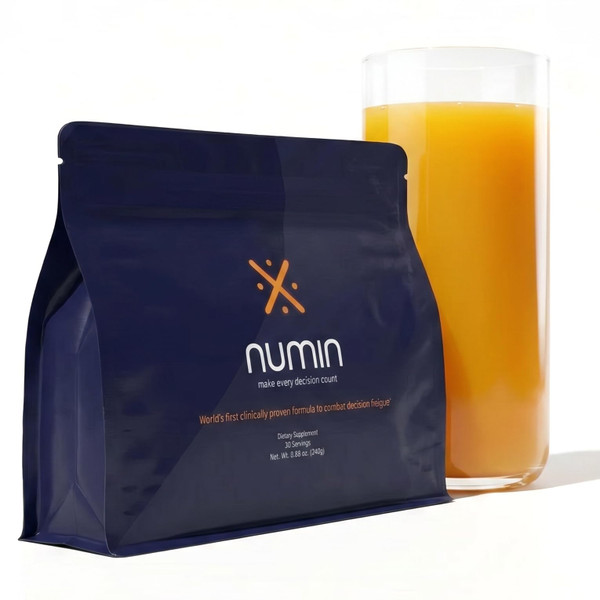 Numin Brain Supplements for Memory and Focus, Nootropic Pouches for Decision Fatigue, Clinical Trial-Backed Focus Supplement with Rhodiola Rosea, L-Tyrosine, Curcumin, MSM & Chromium, 30 Servings
