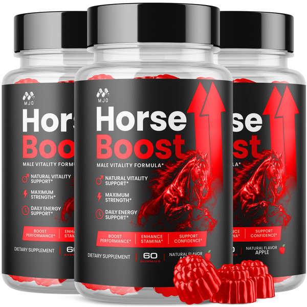 (3 Pack) Horse Boost Gummies for Men, Official Horse Boost Male Performance Support Supplement with All Natural Ingredients, Maximum Strength HorseBoost Advanced Mens Multivitamin Gummy (180 Gummies)