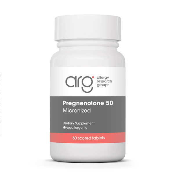 Allergy Research Group ARG Pregnenolone 50 mg - Micronized Hormone Precursor Support - Highly Bioavailable - Hypoallergenic - 60 Servings - 60 Scored Tablets