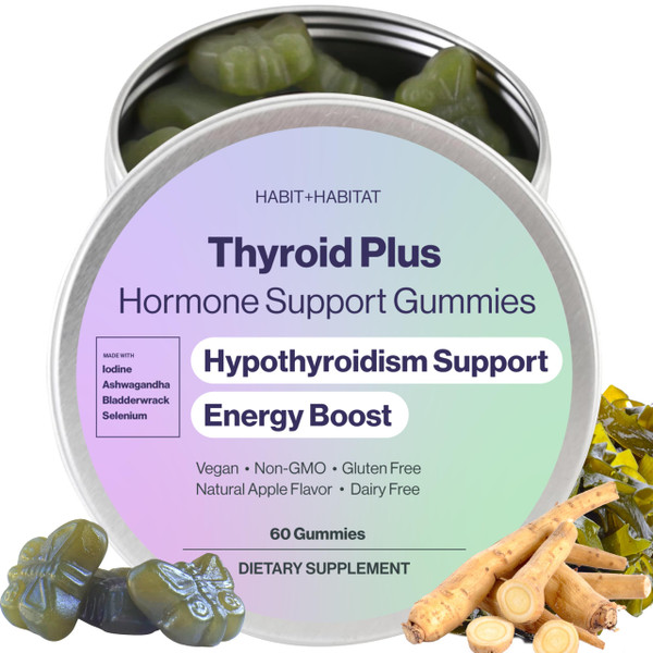 Habit + Habitat Thyroid Plus Gummies - Ashwaganda, Iodine, Bladderwrack, Kelp, and Schisandra