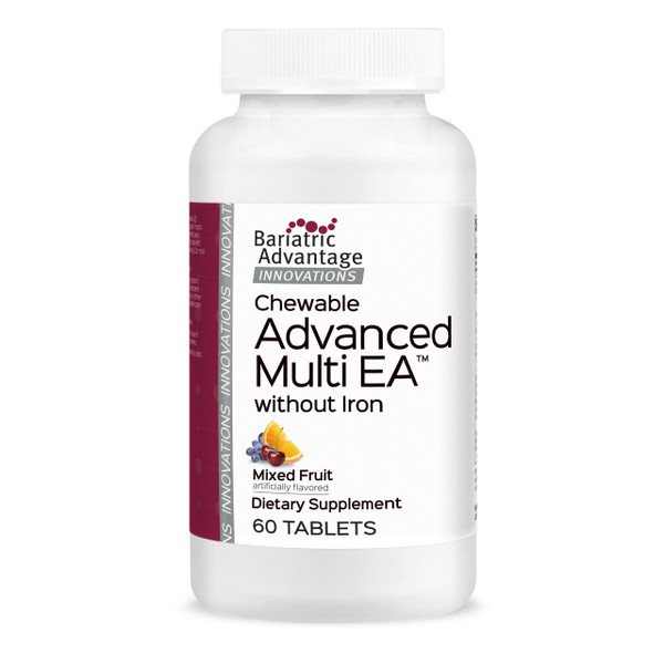Bariatric Advantage Chewable Advanced Multi EA Without Iron - High Potency Daily Multivitamin - for Bariatric Surgery Patients Including Gastric Bypass & Sleeve Gastrectomy - Mixed Fruit - 60 Count