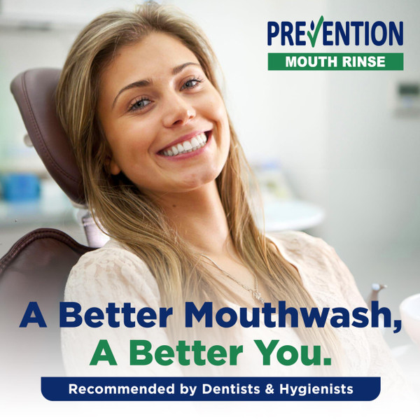 Prevention Daily Care Alcohol-Free Mouthwash, Hydrogen Peroxide Teeth Whitening with Soothing Fresh Mint for Bad Breath Treatment, Fluoride-Free Gum Care Oral Mouth Rinse 16 oz 4 Pack