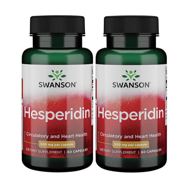 Swanson Hesperidin - Citrus-Derived - Cardiovascular & Hearth Health Support- Contributes to Muscle Recovery* - Features Antioxidant Properties - Gluten Free & Non-GMO - 60 Capsules (2 Pack)