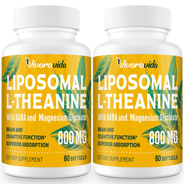 Vivaravida L-Theanine 800mg Supplement with GABA and Magnesium Glycinate - Natural Compound, Sleep and Relaxation (120 Softgels)