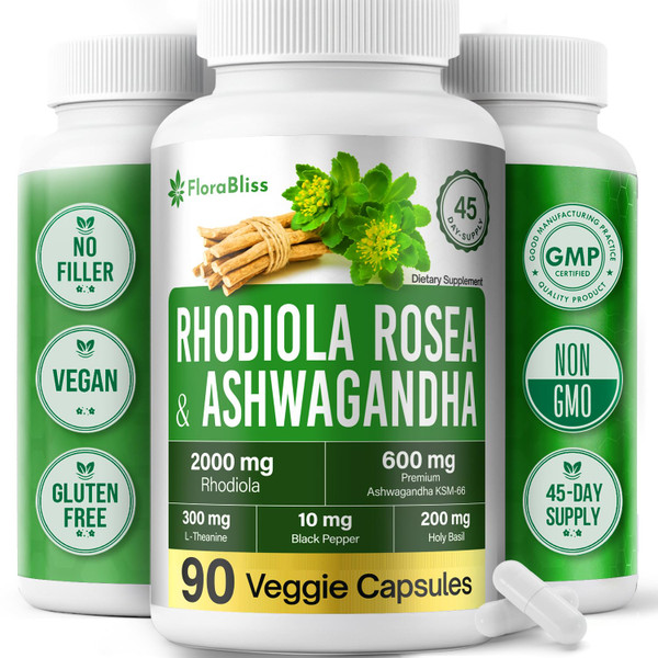 Rhodiola Rosea with Ashwagandha , L-Theanine, Holy Basil & Black Pepper