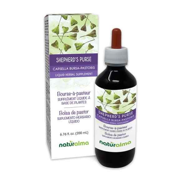 Naturalma Shepherd's Purse (Capsella Bursa-pastoris) herb Alcohol-Free Tincture - 6.76 fl oz Liquid Extract in Drops - Herbal Supplement - Vegan
