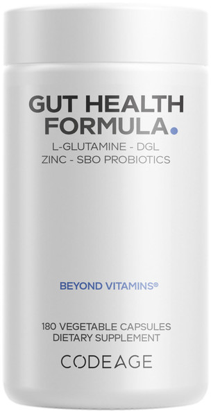 Codeage Gut Health, L-Glutamine, Turkey Tail, DGL Licorice, 180 Capsules