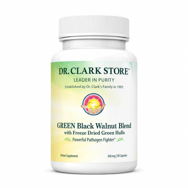 Dr Clark Store Green Black Walnut Blend 360mg 50 Gelatin Capsules, 50 Day Supply, Freeze Dried Hull With Peppermint, Supports Healthy Intestinal Environment and Routine Wellness Cleansing, Made in USA