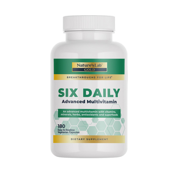 Nature's Lab Six Daily Advanced Multivitamin - Over 90 Nutrients, Minerals, Antioxidants, Herbs & Whole Foods - 180 Capsules (30 Day Supply)
