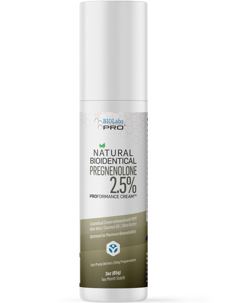 BIOLABS PRO Pregnenolone, All Natural Bioidentical Pregnenolone, 2.5% Maximum Strength, Two-Month Supply (Unscented - 3oz)