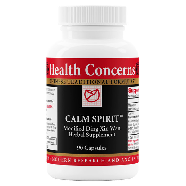 Health Concerns Calm Spirit - Stress Relief Supplement for Men & Women - Herbal Calming Support - Eases Tension & Nervousness - Magnesium, Hawthorn, Chinese Peony & Taurine - 90 Capsules