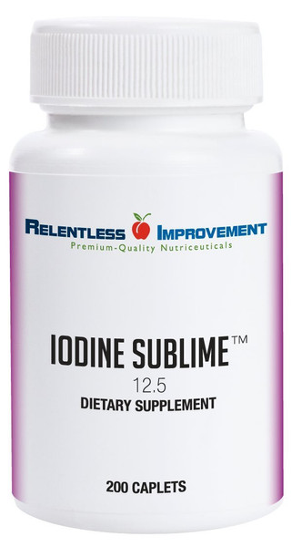 Relentless Improvement Iodine Sublime® 12.5mg 200 High-Bioavailable Caplets with Potassium Iodide for Thyroid & Metabolism Support Compare to Iodoral 12.5