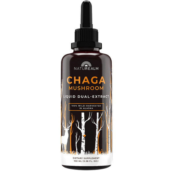 Naturealm Chaga Mushroom Liquid Tincture Supplement – Immune Support, Antioxidant Boost & Hair, Skin, Nail Health, Vegan, Non-GMO – Wild-Harvested Fruiting Bodies, 2 Month Supply