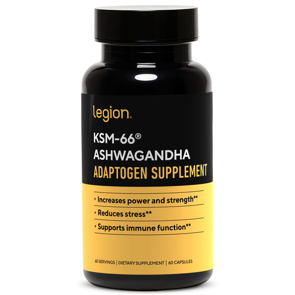 LEGION KSM-66® Ashwagandha Root Extract - Ashwagandha Root Powder Supplement to Improve Your Mood, Sleep & Athletic Performance - Extra Strength Ashwagandha Root Extract (60 Servings)