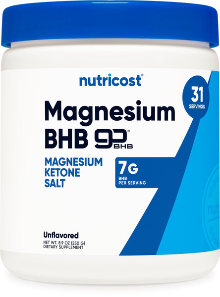Nutricost Magnesium BHB Salts (250 Grams, Unflavored) - Exogenous Ketone Supplement, 6.5g Beta-Hydroxybutyrate Per Serving