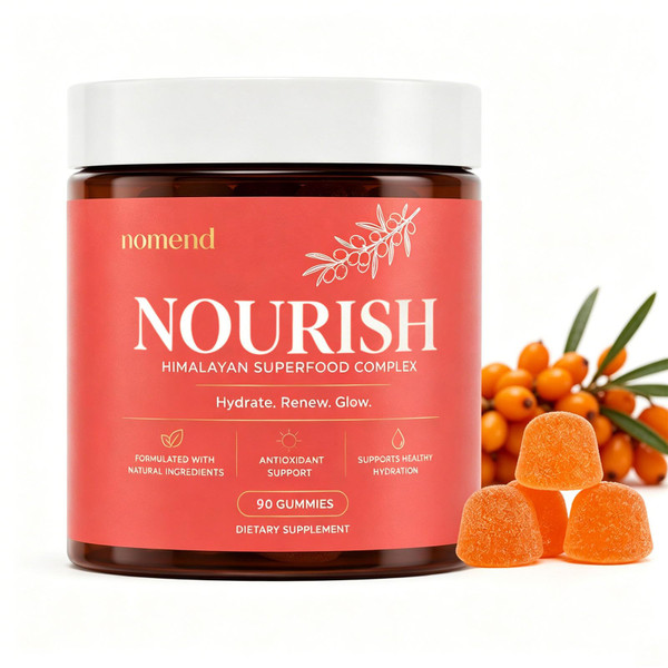Nomend Nourish Sea Buckthorn Gummies, Nourish Gummies Sea Buckthorn with Sea Buckthorn Oil & Omega-7 Support Skin Hydration & Feminine Balance