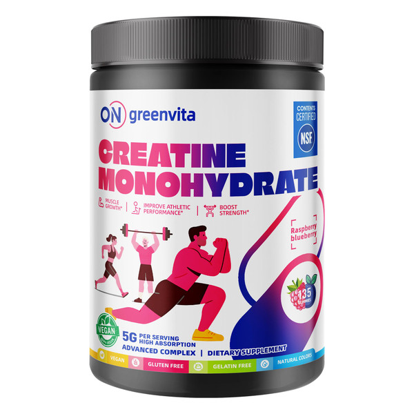 Creatine Monohydrate Gummies, NSF Certified Creatine Gummy, 5g Dose for Men & Women to Support Muscle, Strength, Recovery, Cognitive Health & Memory, Raspberry & Blueberry Flavor, 135 Gummies