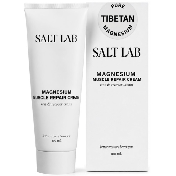 Salt Lab Magnesium Lotion - Lightweight Magnesium Cream with Shea Butter, Non-Greasy Moisturizing Lotion with Essential Oils for Daily Self-Care, Skin Hydration for Kids and Adults - 100 mL