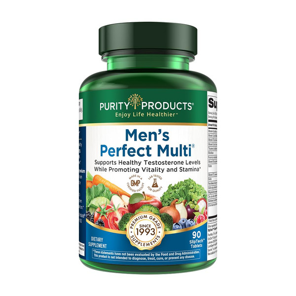 Purity Products Men's Perfect Multi from Vitamins, Minerals and Phytonutrients - Promotes Energy, Vitality and Stamina - Easy to Swallow - 90 Tablets