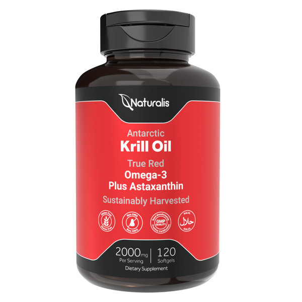 Naturalis Krill Oil 2000mg 120 Softgels | 100% Sourced from Antarctic Water