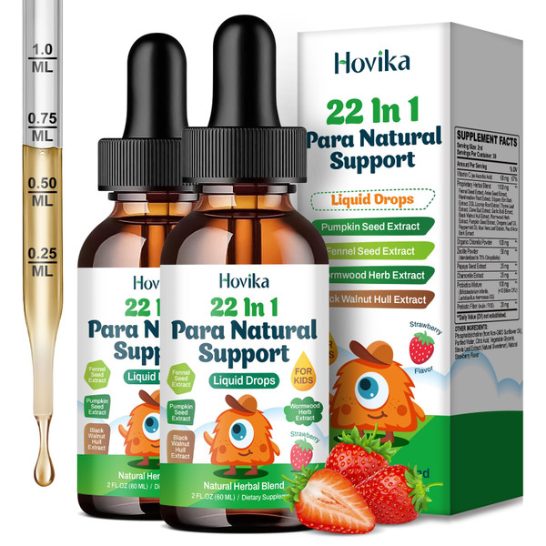 22 in 1 Parasite Cleanse for Humans & Kids, Zeolite Detox with Wormwood Black Walnut Clove, Chlorella, Oregano, Probiotics & Prebiotic, Cleanse & Detox for Children - Strawberry Flavor, 4 Fl Oz