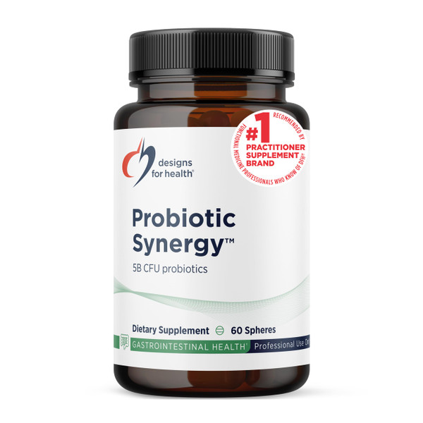Designs for Health Probiotic Synergy Spheres - Patented Controlled Release Probiotic Spheres - Supplement for Adults with Bifidobacterium Longum + L Acidophilus (60 Spheres)