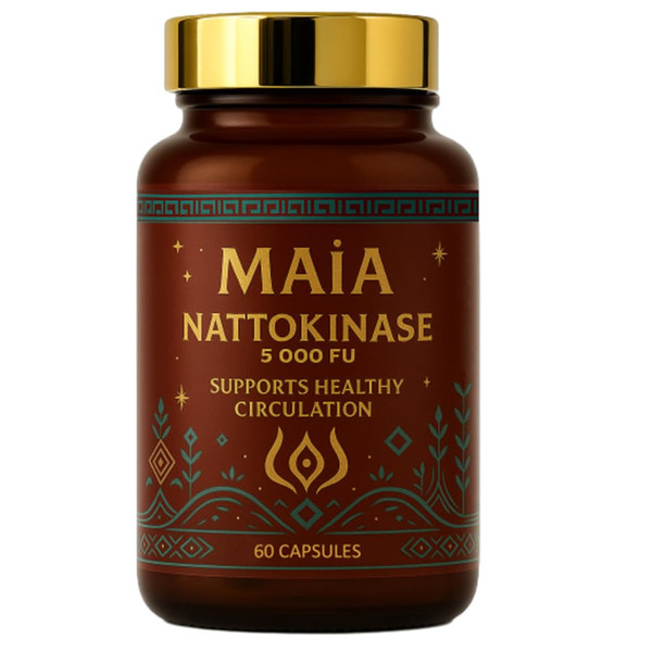 Maia Nattokinase Supplement with 5000 FU of Nattokinase, Support Healthy Circulation & Promote Cardiovascular Health, Non-GMO, Plant-Based Capsules, 60 Veggie Capsules