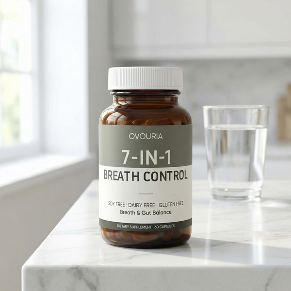 Ovouria Breath and Gut Balance, 7-in-1 Advanced Breath Restoration Formula for Oral & Digestive Balance, Helps Manage Bad Breath Naturally, Vegan & Non-GMO, 60 Capsules