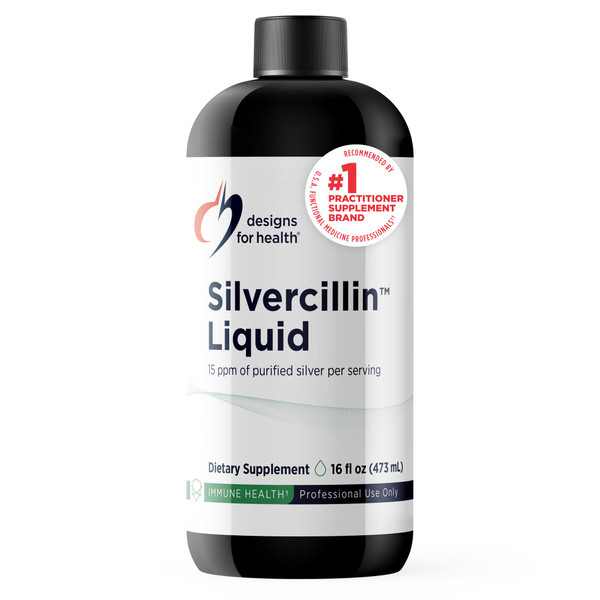 Designs for Health - Silvercillin Liquid, 15ppm Non-Toxic Form of Silver - Non-GMO GI + Immune Support Supplement (95 Servings / 16oz)