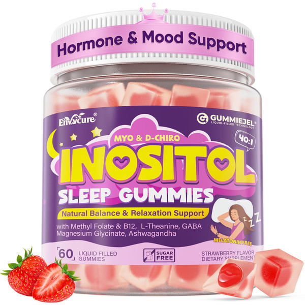 Myo-Inositol & D-Chiro Inositol Gummies for Women & Glp-1 Users – 40:1 Ratio with Magnesium, Ashwagandha, Vitamin B6 B12 & Methylfolate – Hormone Balance, Mood, Calm, Sleep & Metabolic,Sugar Free,60ct