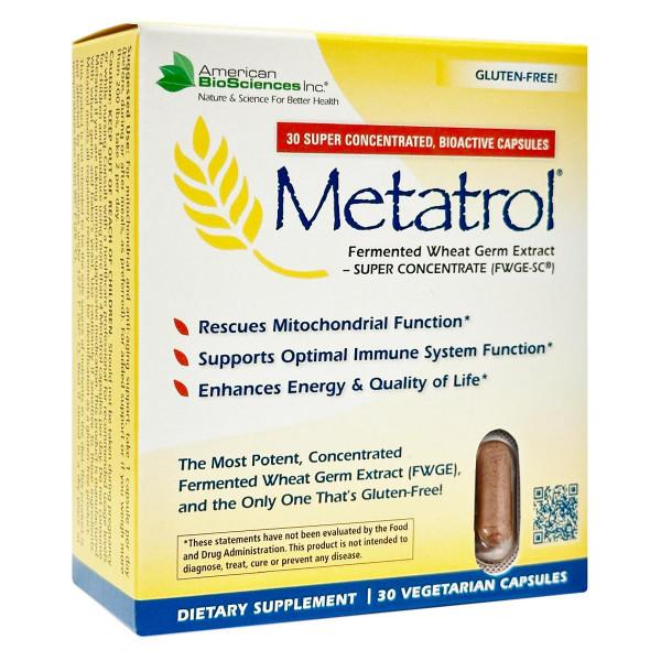 American BioSciences Metatrol Fermented Wheat Germ Extract - Immune & Mitochondria Support for Renewed Vitality & Enhanced Energy - Gluten Free - 30 Vegetarian Capsules, 41mg