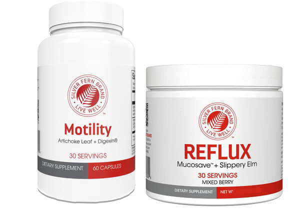 Silver Fern Brand Slow Motility+ Kit – Digestive Support Bundle – 30-Day Supply – Mango Flavor Powder, Capsules – Artichoke Leaf, Okra, Ashwagandha, MucoSave – No Artificial Ingredients – Made in USA