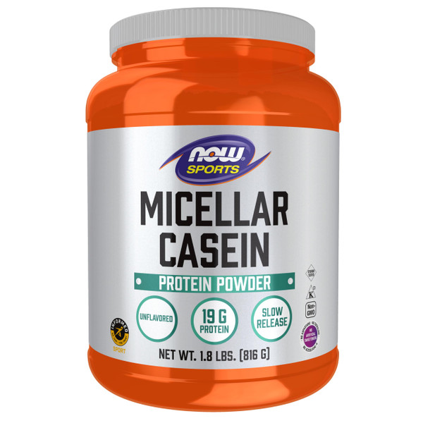 NOW Foods Sports Nutrition, Micellar Casein 19 g, Slow Release, Unflavored Powder, 1.8-Pound