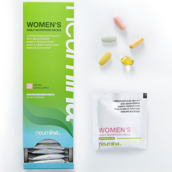 NEUMINA Multivitamin for Women, Women's Multivitamin All-in-One, Vitamin Packs for Hair Skin and Nails, Energy Production, Bone Health, Stress Relief, 30 Portable Individually Packs