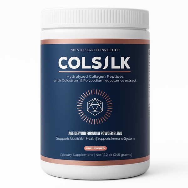 SRILabs ColSilk Unflavored Hydrolyzed Collagen Powder with Colostrum and Polypodium - Skin, Hair, Nails, Gut Health and Joint Support - One Scoop Daily | 1 Month Supply