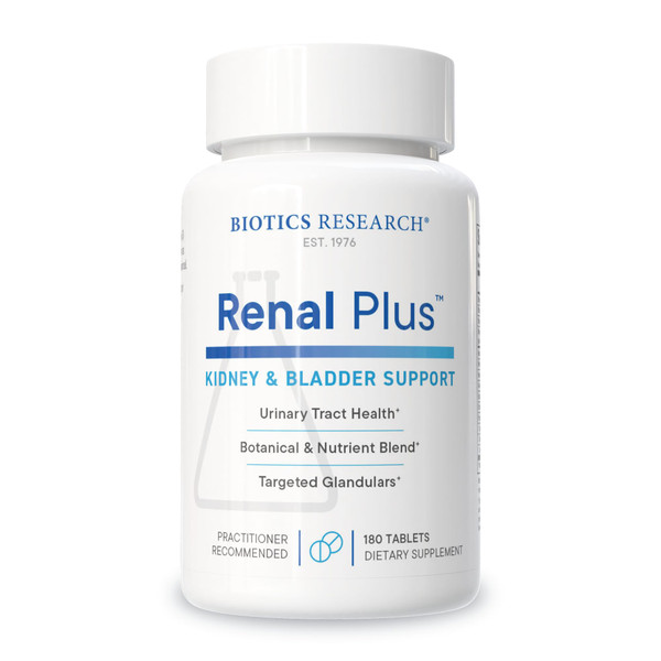 Biotics Research Renal Plus – Botanical, Glandular and Nutritional Support for Optimal Renal Function. Kidney Health & Supports Urological Function –Ulva ursi, Buchu Leaf, Echinacea, Cranberry–180Tabs