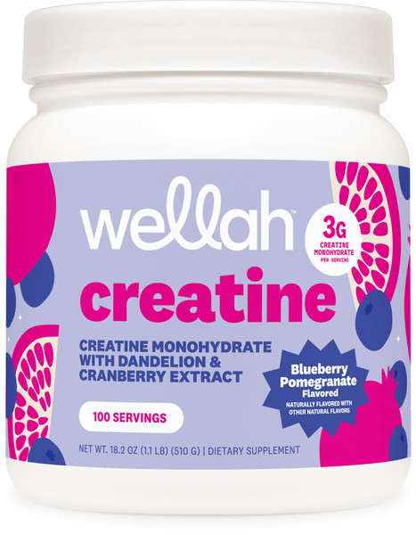 Wellah Creatine for Women - Creatine Monohydrate with Dandelion & Cranberry Extract (100 Servings, Blueberry Pomegranate)