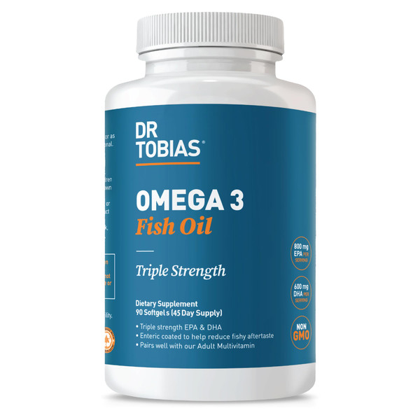 Dr. Tobias Omega 3 Fish Oil 2000mg Triple Strength with 800mg EPA 600mg DHA Per Serving | Fish Oil Omega 3 Supplements for Heart Brain & Immune Support - 90 Softgels (45 Servings)
