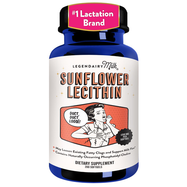 Legendairy Milk Sunflower Lecithin 1200mg, Lactation Support, Sunflower Lecithin Supplement for Clogged Milk Ducts, Made in USA, 200 Softgels