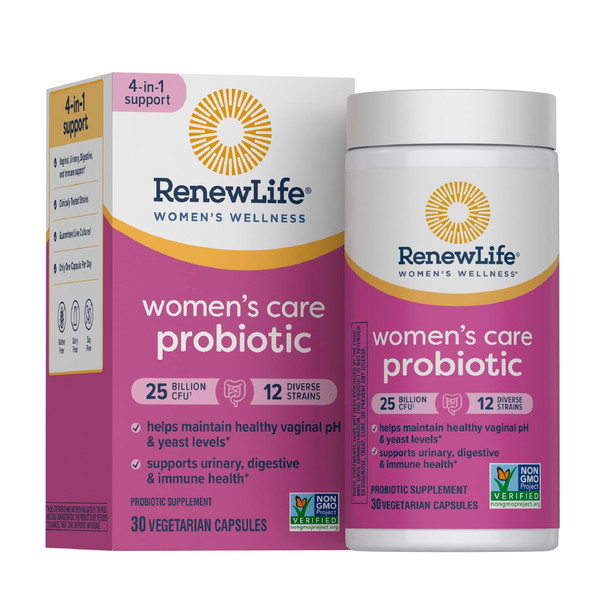 Renew Life Women's Probiotic | 25 Billion CFU | 30 Vegetarian Capsules | Supports Urinary, Digestive, and Immune Health | Dairy, Soy and Gluten-Free Supplement
