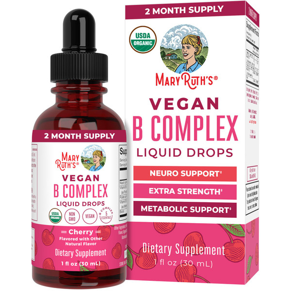 MARYRUTH'S Organics Vitamin B Complex | B Vitamins Complex | Biotin | Vitamin B12 | Niacin | Folate | Metabolic Support Supplement | Vegan | USDA Organic | Non-GMO | Gluten Free | 2 Month Supply