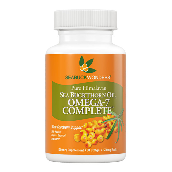 SEABUCKWONDERS Organic Sea Buckthorn Oil Omega-7 Complete, 60 Softgels, 30 Day Supply, with Omega 3, 6 & 9, Supports Hair, Skin & Nails, 100% Pure with Zero Filler Oil