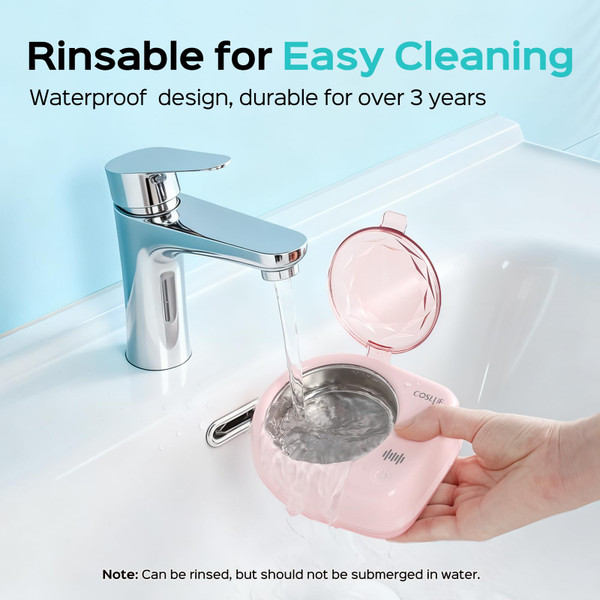 COSLUS Sonic Retainer Cleaner Machine, Cordless Pro Dental Cleaning Pod