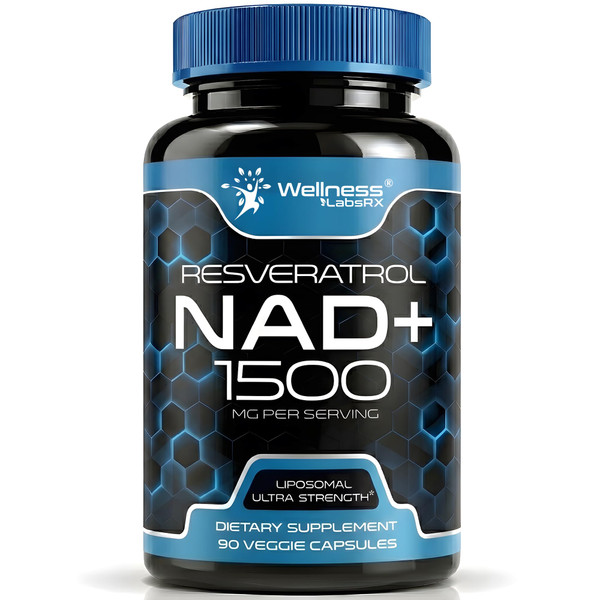 Wellness LABSRX Liposomal NAD Supplement, 1500mg - NAD Resveratrol Supplement for Women and Men, NAD+ Support Cellular Health, Energy & Anti Aging - 90 Count