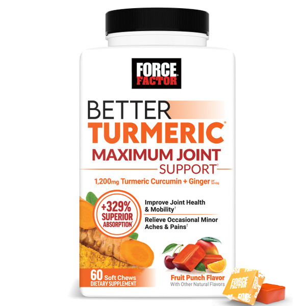 Force Factor Better Turmeric Joint Support, Fruit Punch, 60 Soft Chews