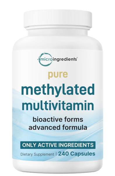 Micro Ingredients Pure Methylated Multivitamin, 240 Capsules | 19-in-1 Formula with Vitamins C, D, B12, Folate, Magnesium, Zinc & More | Filler Free, Non-GMO