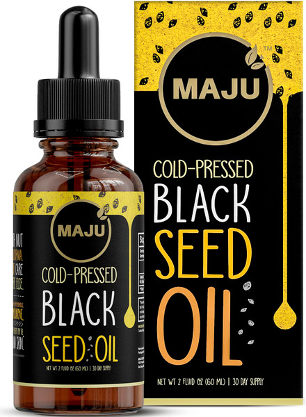 Maju Superfoods Black Seed Oil - 3 Times TQ, Cold-Pressed, Travel Size, 100% Turkish Black Cumin Seed Oil, Liquid Pure Blackseed, Glass Bottle, 2 Oz