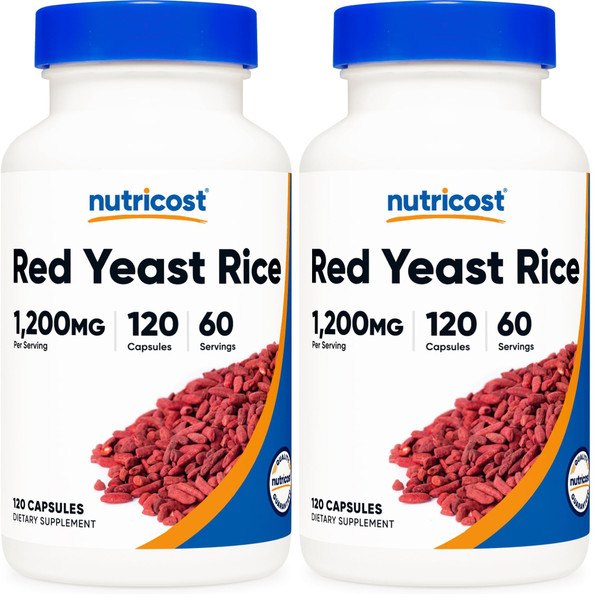 Nutricost Red Yeast Rice 1200mg, 120 Capsules - 60 Serv, Veggie Caps, Non-GMO, Gluten Free (Pack of 2)