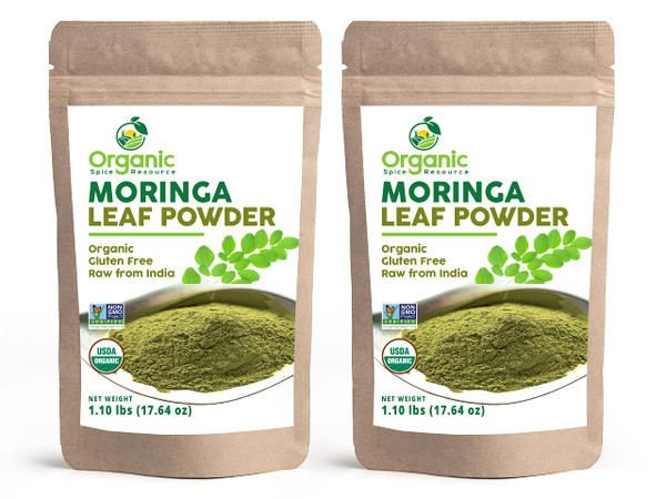 Organic Moringa Powder - 35.28 oz | Pack of 2 | USDA Organics, Non-GMO, Kosher, Halal, Moringa Olifera Powder - 100% Raw and Natural, by OSR