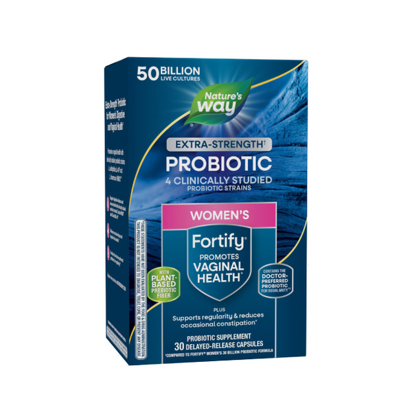Nature's Way Fortify Extra Strength Women's Probiotic 50 Billion CFU, Potent Multi-Strain Probiotic for Digestive, Vaginal and Immune Support*, Once-Daily Capsule, 30 Capsules